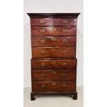 AN EARLY GEORGE III MAHOGANY CHEST ON CHEST,