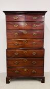 AN EARLY GEORGE III MAHOGANY CHEST ON CHEST,