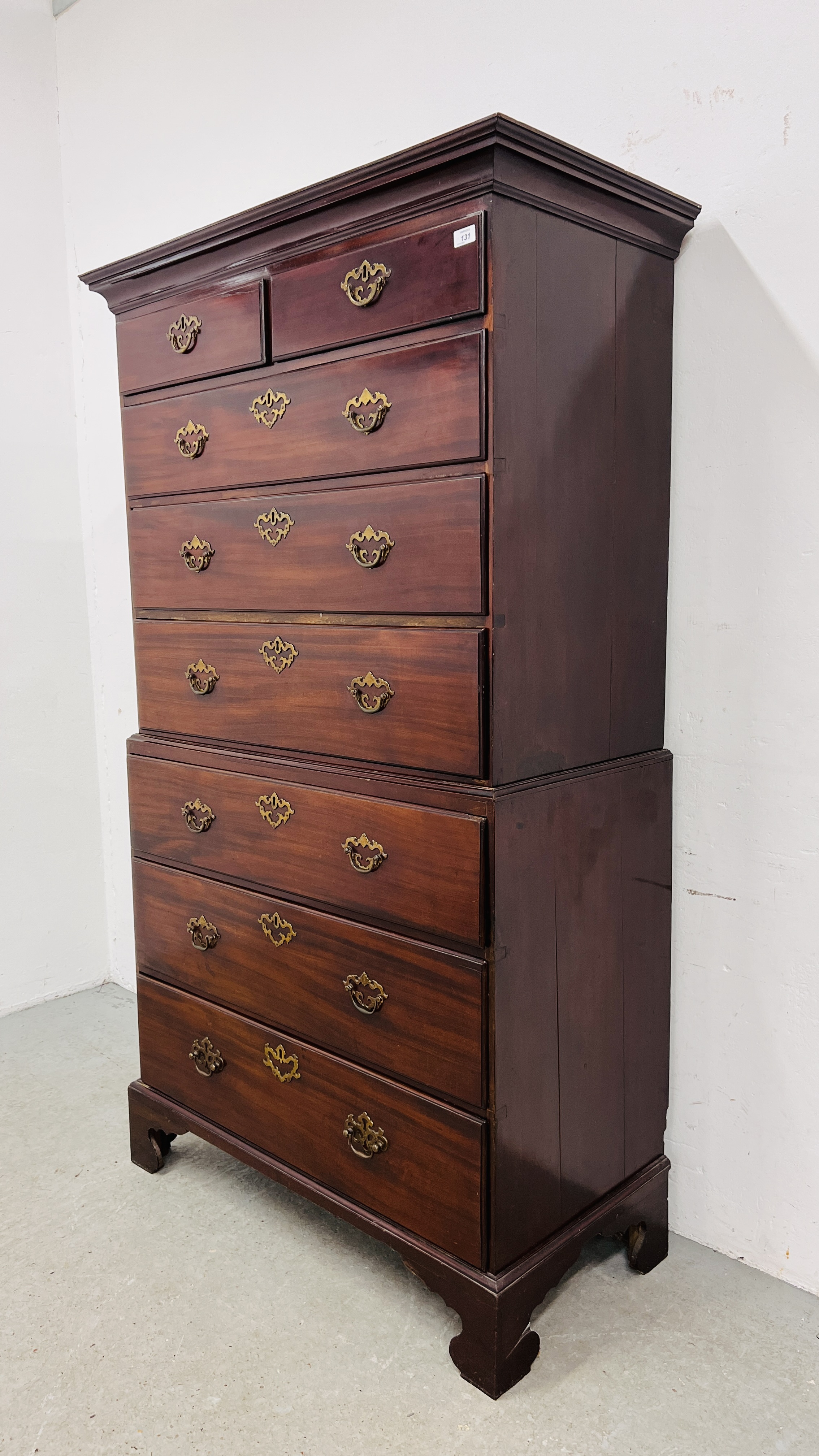 AN EARLY GEORGE III MAHOGANY CHEST ON CHEST, - Image 2 of 17