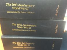 THE 50th ANNIVERSARY WW2 COMMEMORATIVE COVERS COLLECTION IN THREE ALBUMS, ISSUED BY DANBURY MINT.