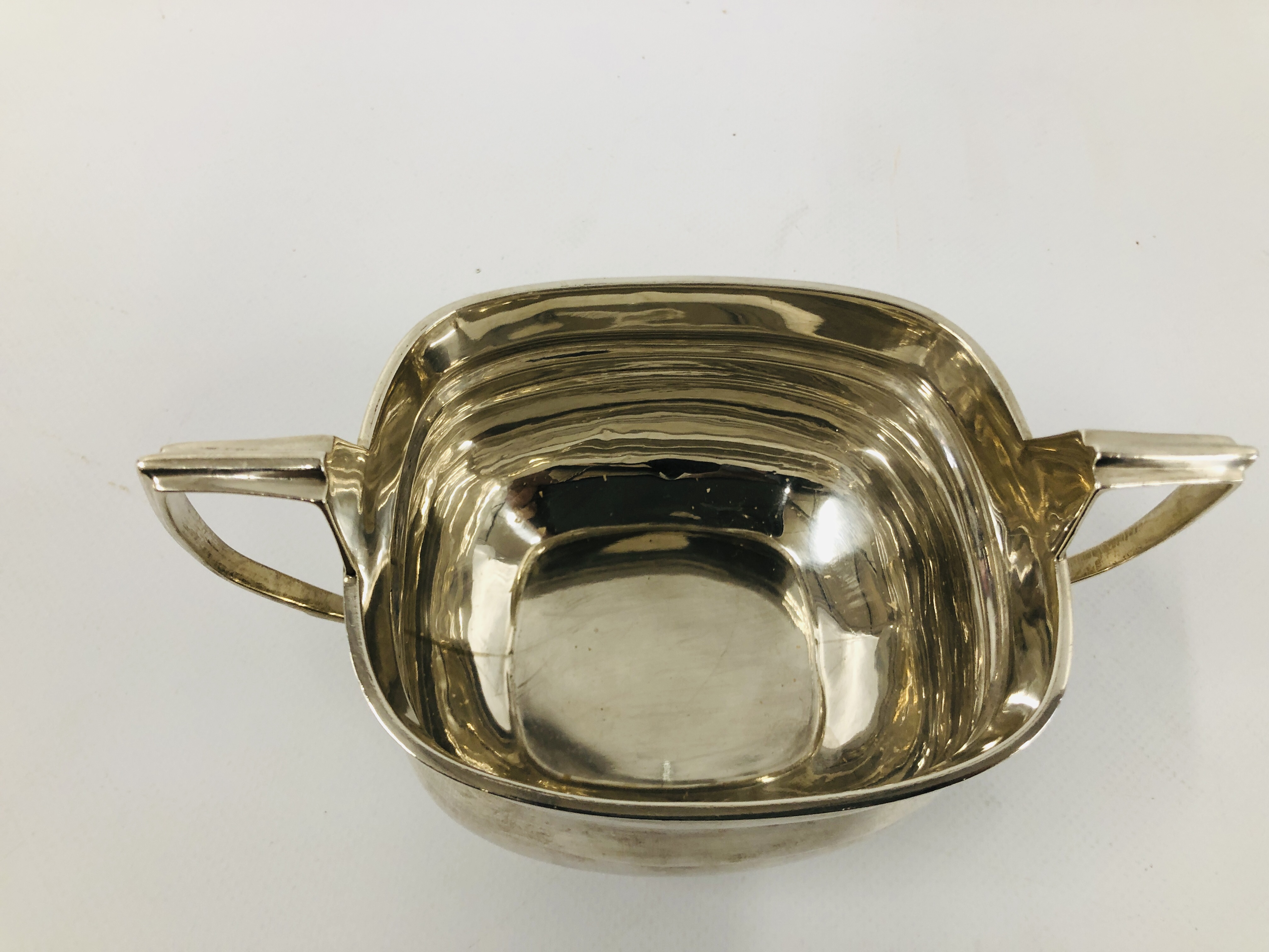 SILVER TWO HANDLED SUGAR BASIN OF NEO CLASSICAL FORM, LONDON 1923 WIDTH 16.5CM. - Image 7 of 9