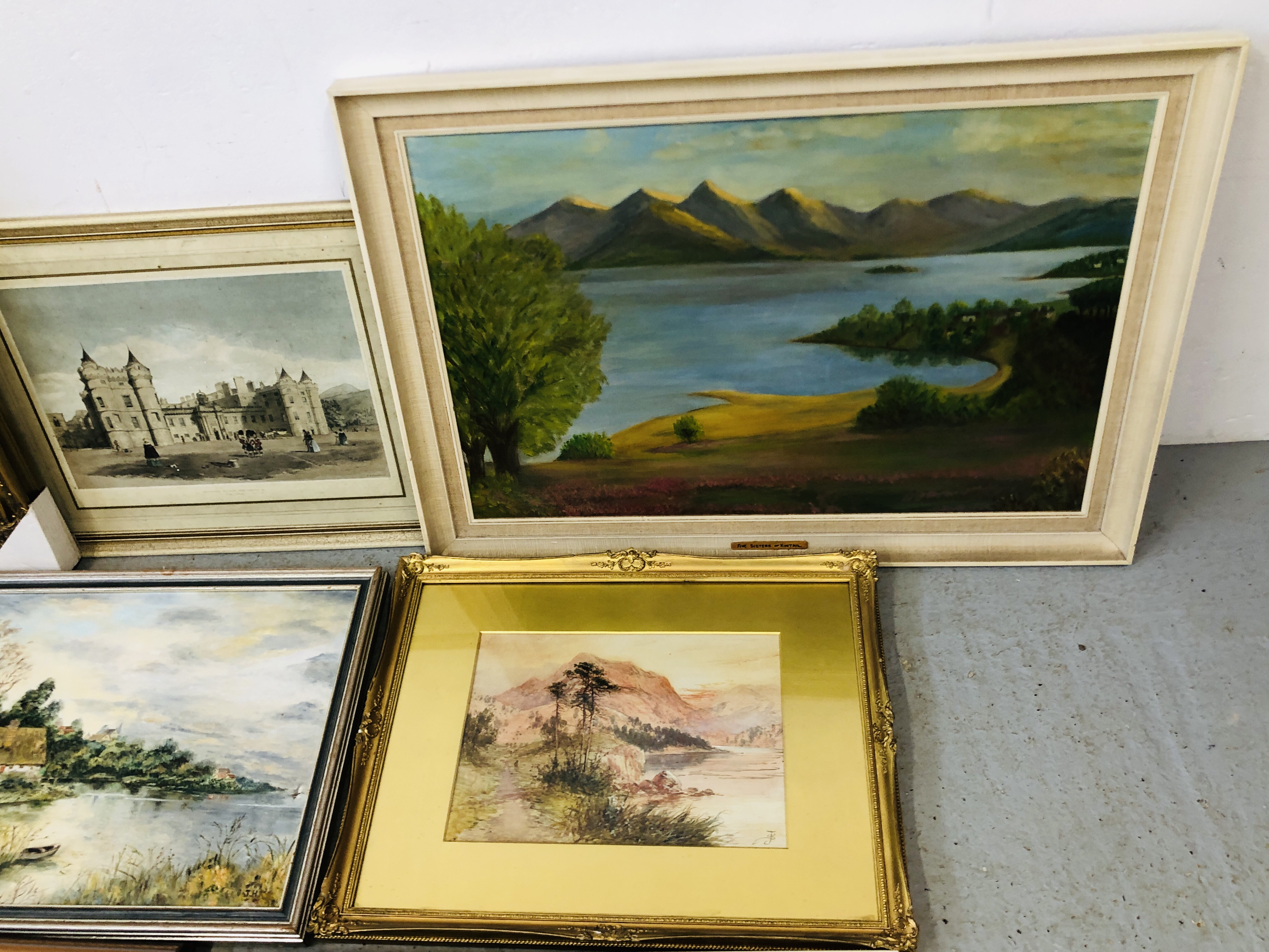 A GROUP OF 12 FRAMED PRINTS AND ORIGINAL ARTWORKS TO INCLUDE OIL ON BOARD THATCHED COTTAGE BEARING - Image 5 of 5