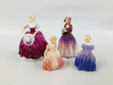 3 X ROYAL DOULTON FIGURINES TO INCLUDE A/F DORCAS,