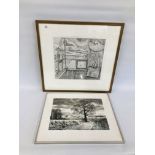 FRAMED AND MOUNTED LIMITED EDITION LITHOGRAPH PRINT 46/85 "STUDIO IN THE SKY" ALDEBURGH FROM THE