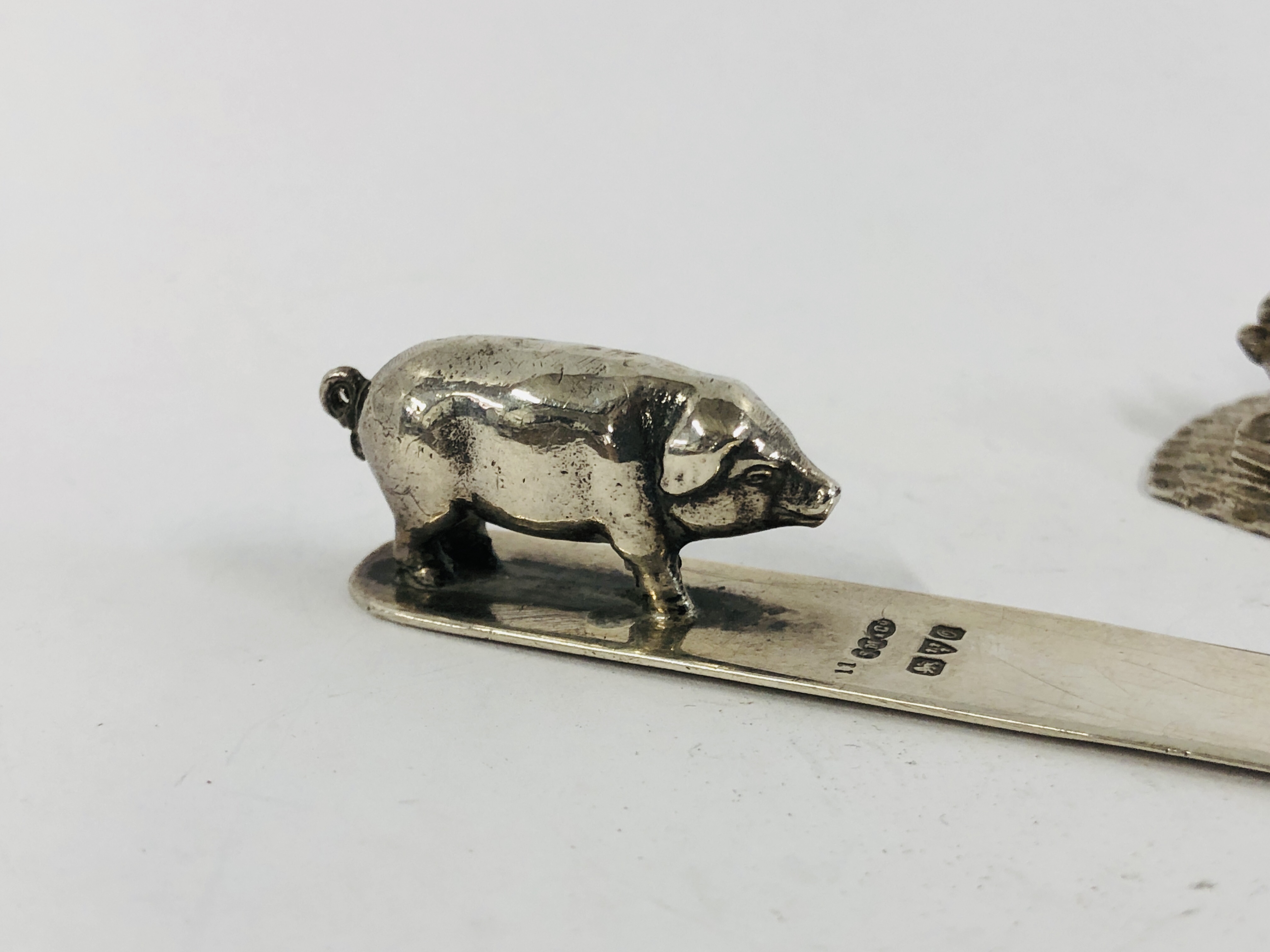 A SILVER BOOK MARK SURMOUNTED BY A PIG S.M. - Image 2 of 11