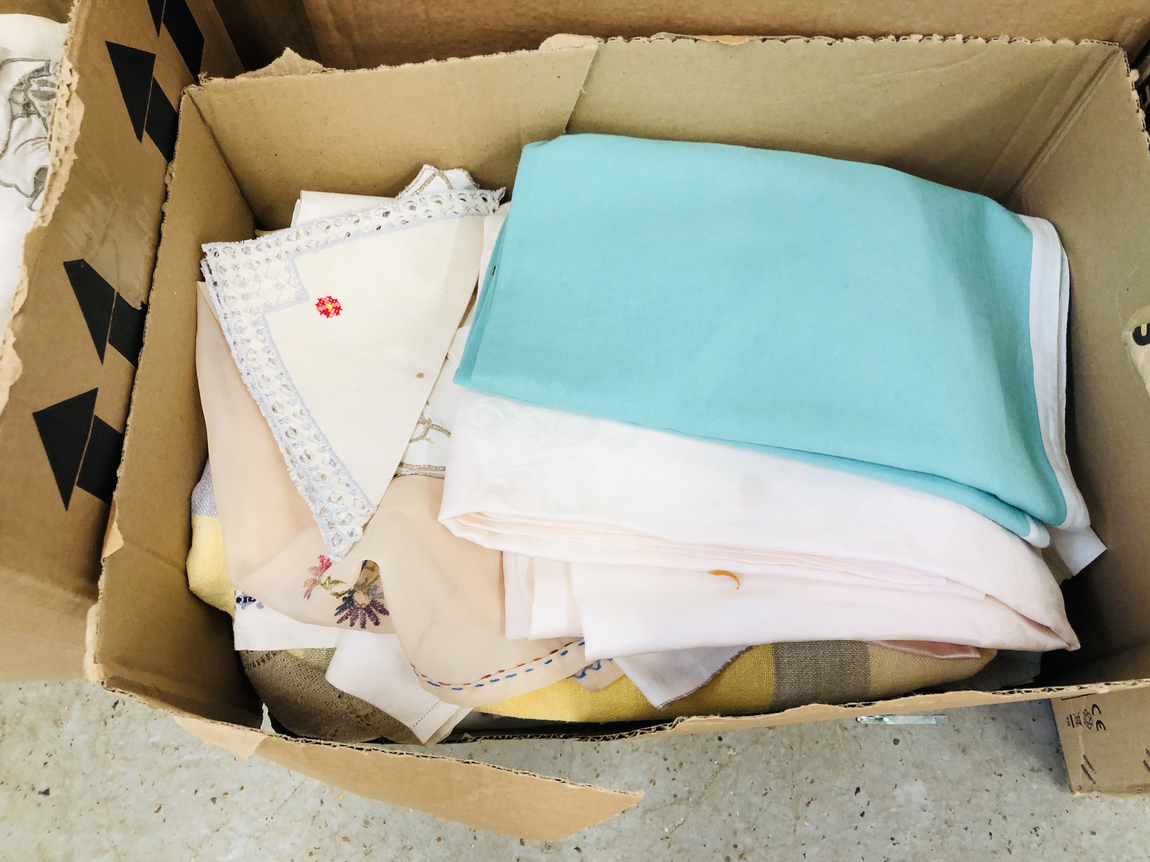 SIX BOXES OF ASSORTED HOUSEHOLD LINEN, - Image 5 of 7