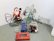 10 ASSORTED CHRISTMAS LIGHTS TO INCLUDE MULTICOLOURED TREE ROPE LIGHT SILHOUETTE,