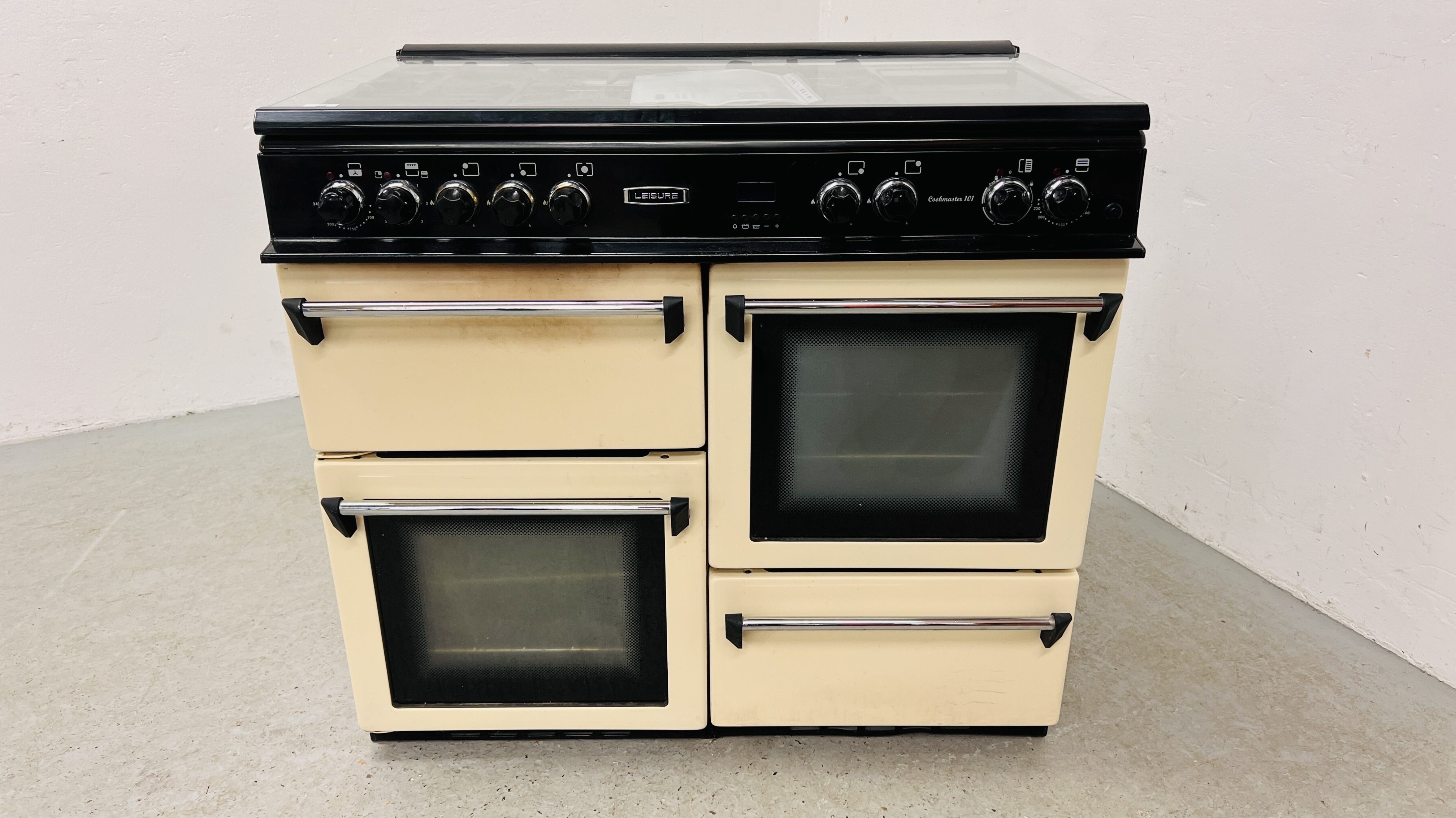 LEISURE COOKMASTER 101 ELECTRIC COOKER RANGE WITH GAS HOB (WITH USER GUIDE) WIDTH 100CM.