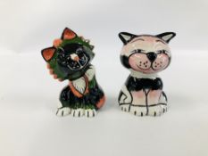 TWO LORNA BAILEY CAT ORNAMENTS TO INCLUDE MAC AND PRECIOUS - HEIGHT 12CM.