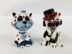 TWO LORNA BAILEY CAT ORNAMENTS TO INCLUDE BLOSSOM AND FRANKIE - HEIGHT 13CM.