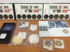 A COLLECTION OF MEDALLIONS IN CASES WITH CERTIFICATES, 2020 BRITISH MONARCHS COIN COVER COLLECTION,