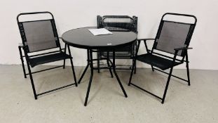 ROYAL CRAFT CIRCULAR PATIO TABLE AND FOUR FOLDING PATIO CHAIRS