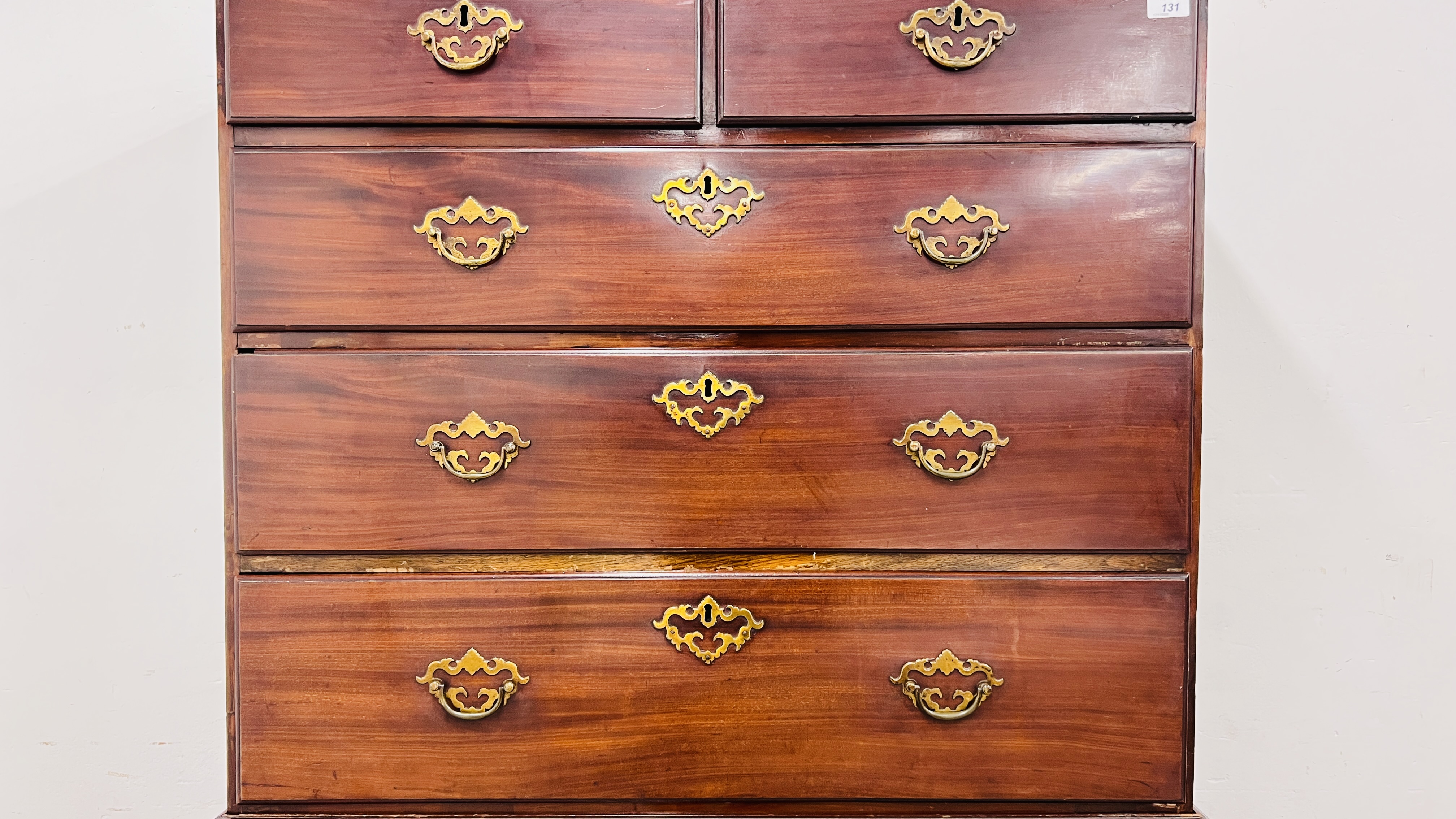 AN EARLY GEORGE III MAHOGANY CHEST ON CHEST, - Image 5 of 17