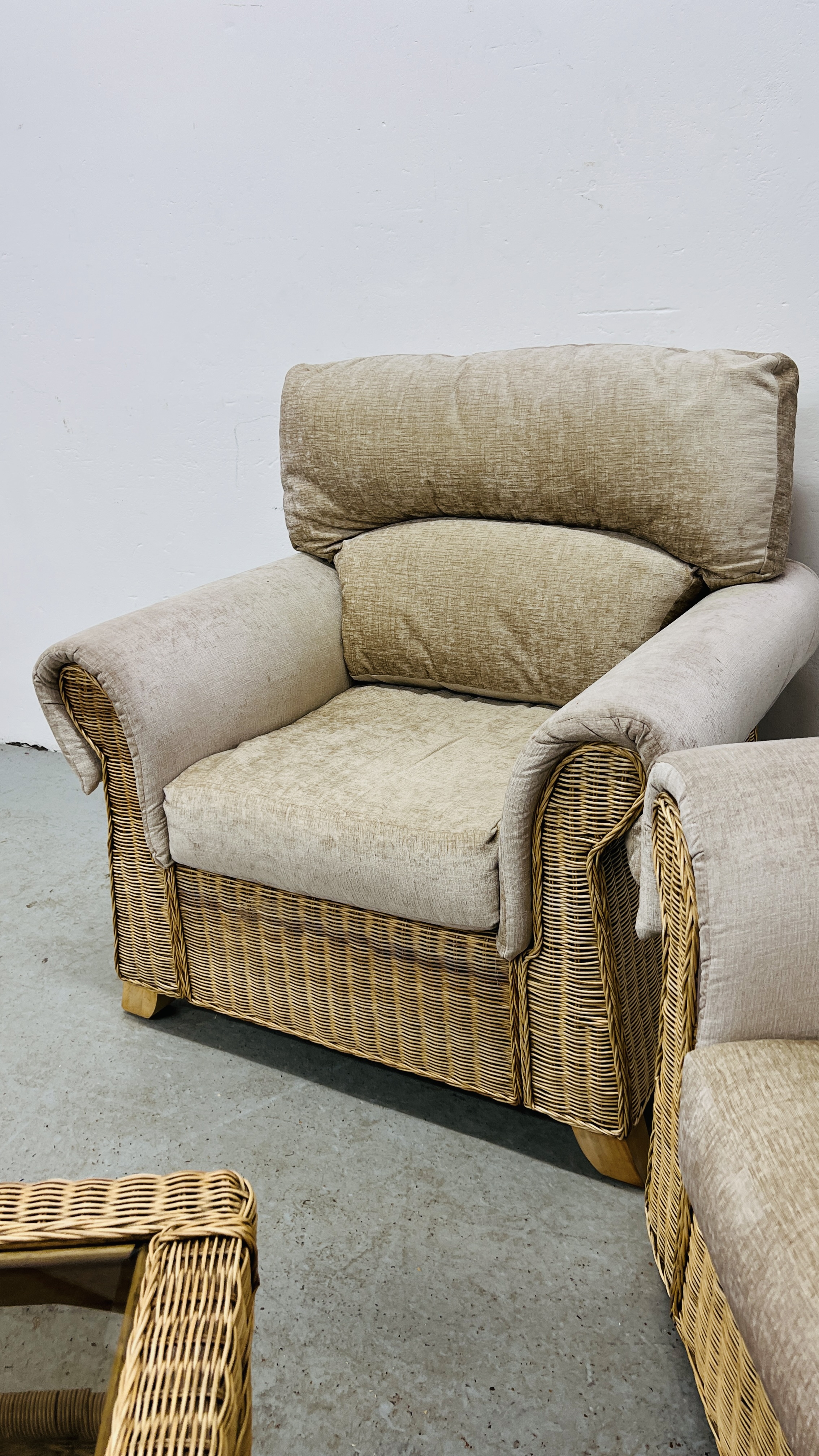 GOOD QUALITY FOUR PIECE CANE CONSERVATORY SUITE COMPRISING TWO ARMCHAIRS AND TWO SEATER SOFA AND - Image 8 of 15