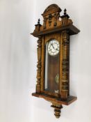 A VINTAGE VICTORIAN VIENNA STYLE WALL CLOCK.