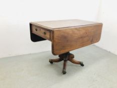 AN EARLY C19TH MAHOGANY DROP LEAF TABLE WITH SINGLE DRAWER TO END WIDTH 99CM. X 54CM.