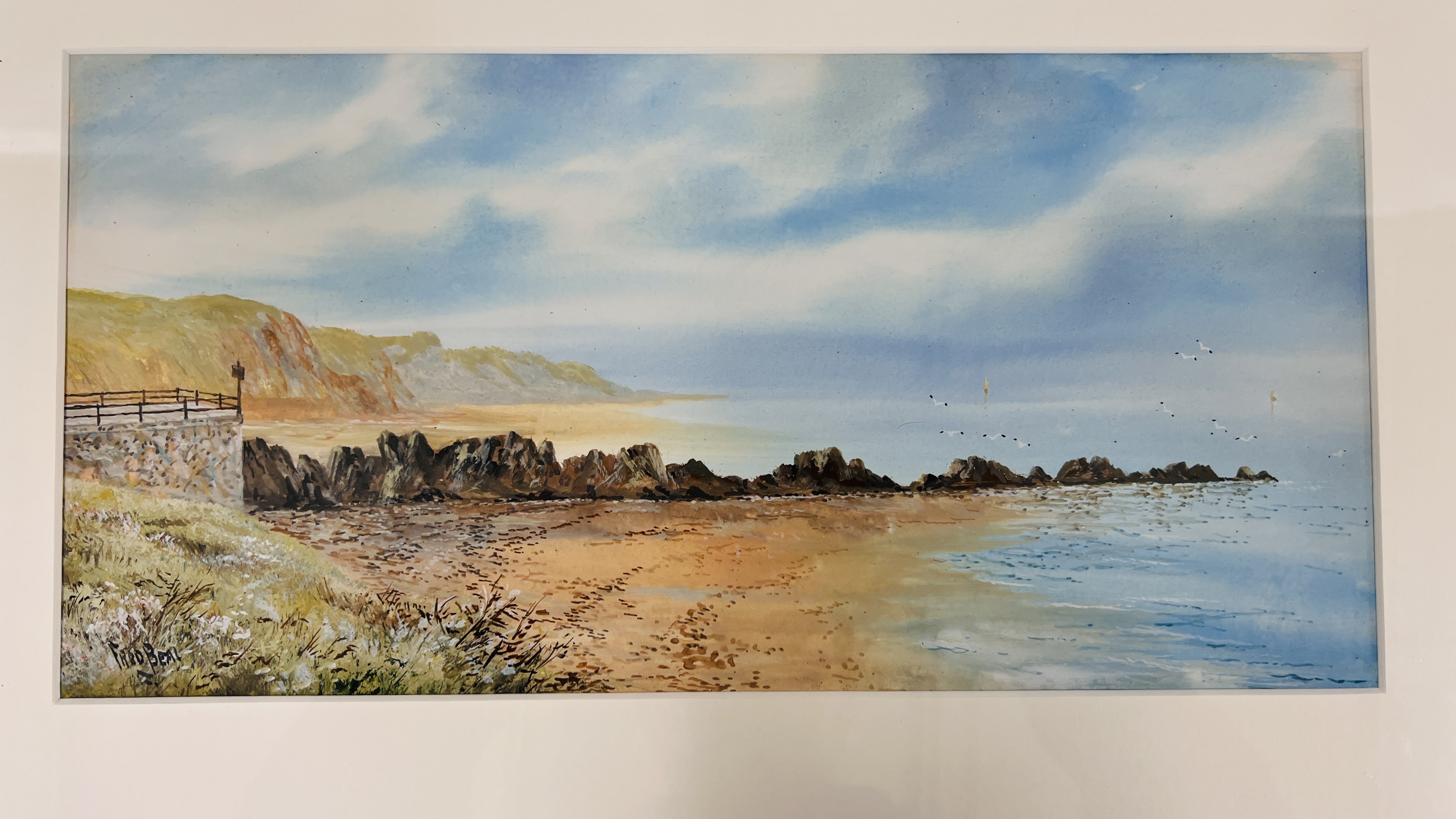 PAIR OF FRAMED WATERCOLOURS "COASTAL SCENES" BEARING SIGNATURE FRED BEAL - Image 4 of 4