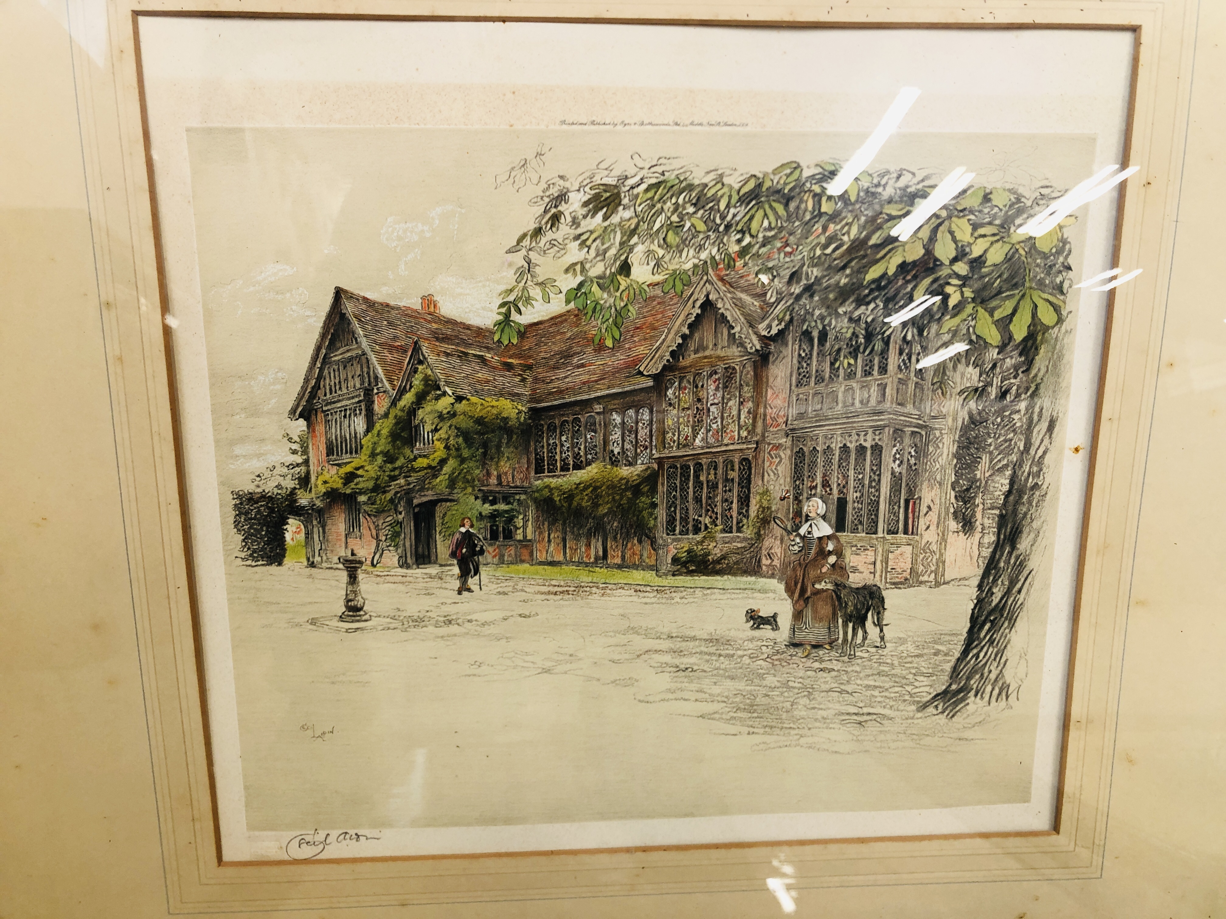 A GROUP OF THREE ARTS AND CRAFTS STYLE OAK FRAMED LITHOGRAPHS BEARING PENCIL SIGNATURE "CECIL - Image 8 of 15