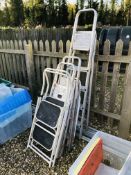 SEVEN PAIRS OF VARIOUS FOLDING STEP LADDERS.