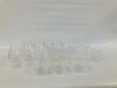 COLLECTION OF GOOD QUALITY CUT GLASS CRYSTAL DRINKING GLASSES, SET OF SIX DISHES ETC.