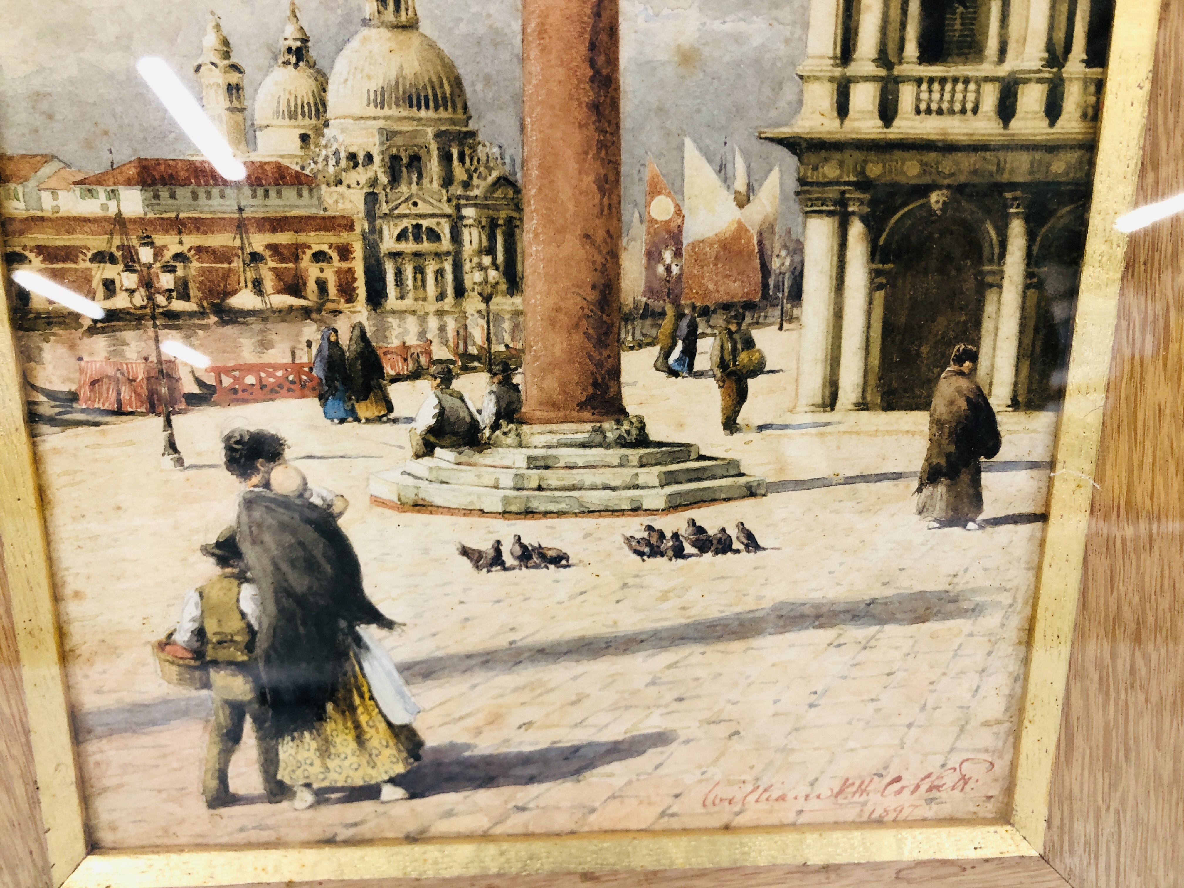 FRAMED WILLIAM COBBETT, VENETIAN SCENE WATERCOLOUR (FOXED) SIGNED AND DATED 1897, 27 X 19CM. - Image 3 of 12