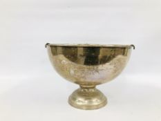 VINTAGE MID CENTURY SILVER PLATED SEVEN BOTTLE CHAMPAGNE BUCKET ON PEDESTAL BASE, H 27CM X D 39CM.