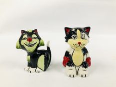 TWO LORNA BAILEY CAT ORNAMENTS TO INCLUDE BOXER AND KNASHA - HEIGHT 13CM. AND 14CM.