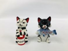 TWO LORNA BAILEY CAT ORNAMENTS TO INCLUDE TUNA AND FISHERMAN - HEIGHT 12CM.