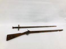 VINTAGE PRECUSION RIFLE ALONG WITH AN ANTIQUE SWORD - NO POSTAGE, COLLECTION IN PERSON ONLY.