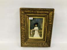 ANTIQUE GILT FRAMED PORTRAIT WATERCOLOUR OF A LADY BEARING SIGNATURE "PLATTEN 1901"