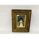 ANTIQUE GILT FRAMED PORTRAIT WATERCOLOUR OF A LADY BEARING SIGNATURE "PLATTEN 1901"