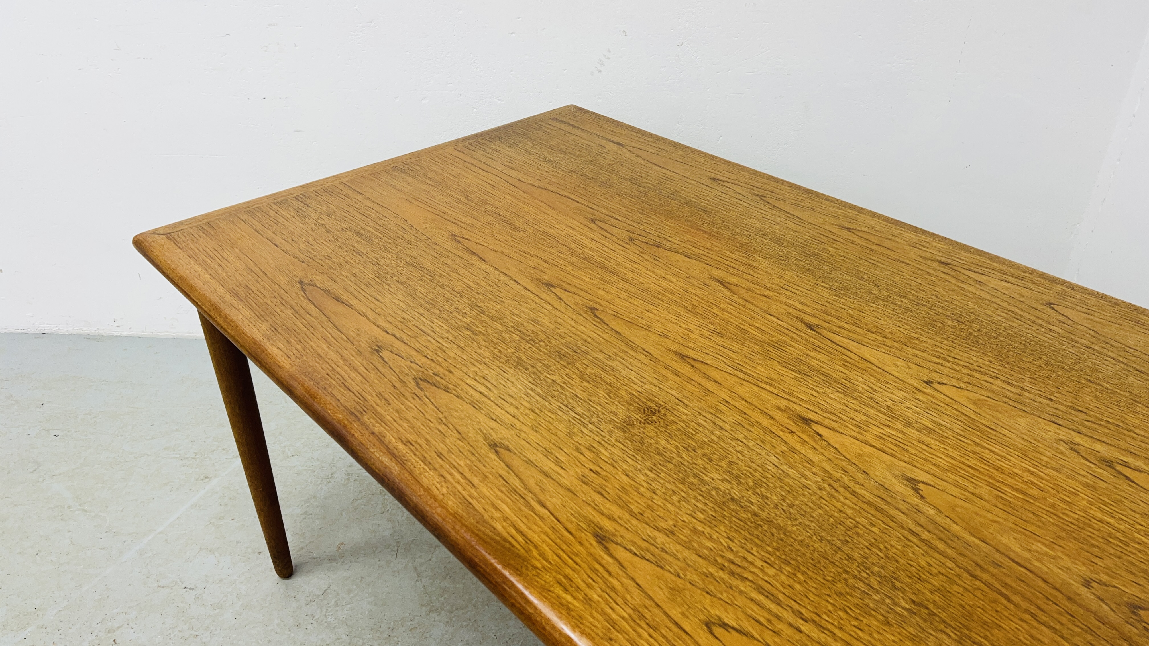 SET OF EIGHT J MOLLER DANISH TEAK DINING CHAIRS WITH WOVEN SISAL SEATS ALONG WITH A DRAWER LEAF - Image 36 of 48