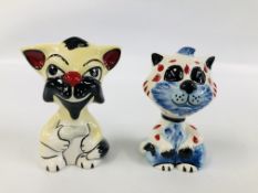 TWO LORNA BAILEY CAT ORNAMENTS TO INCLUDE CLINT AND BLOSSOM - HEIGHT 12CM.
