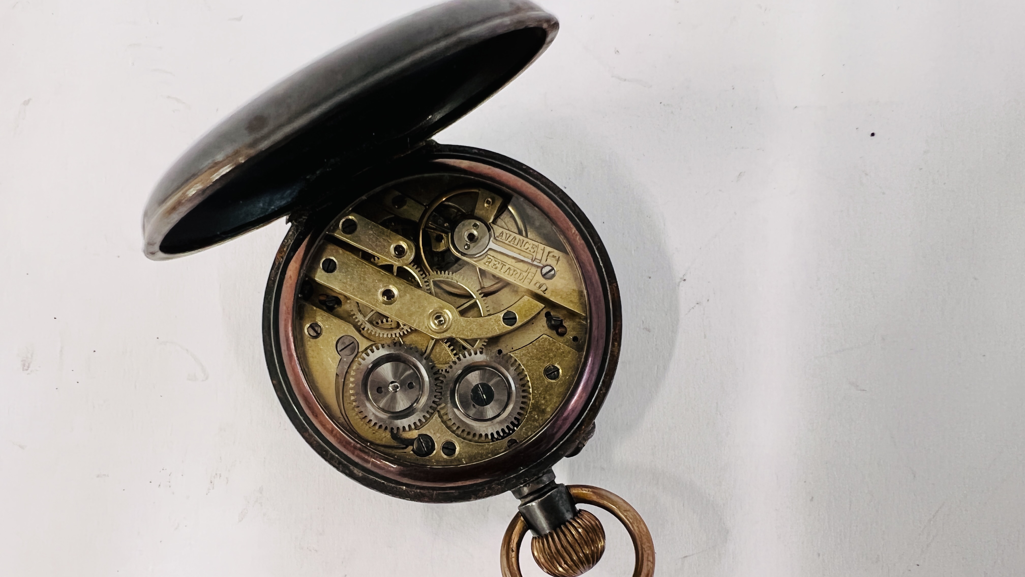 AN ACIER GARANTI SWISS MOON PHASE POCKET WATCH WITH FOUR SUBSIDERY DIALS, - Image 7 of 12