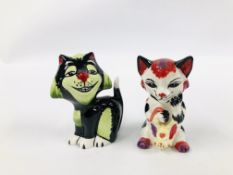 TWO LORNA BAILEY CAT ORNAMENTS TO INCLUDE KNASHA AND MOUSER - HEIGHT 13CM.
