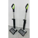 TWO GTECH 22 VOLT AIR RAM CORDLESS VACUUM CLEANERS (ONE CHARGER) - SOLD AS SEEN