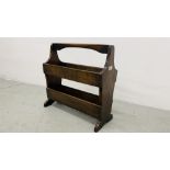 GOOD QUALITY "SIMON SIMPSON" OAK MAGAZINE RACK WIDTH 49CM. HEIGHT 47CM.