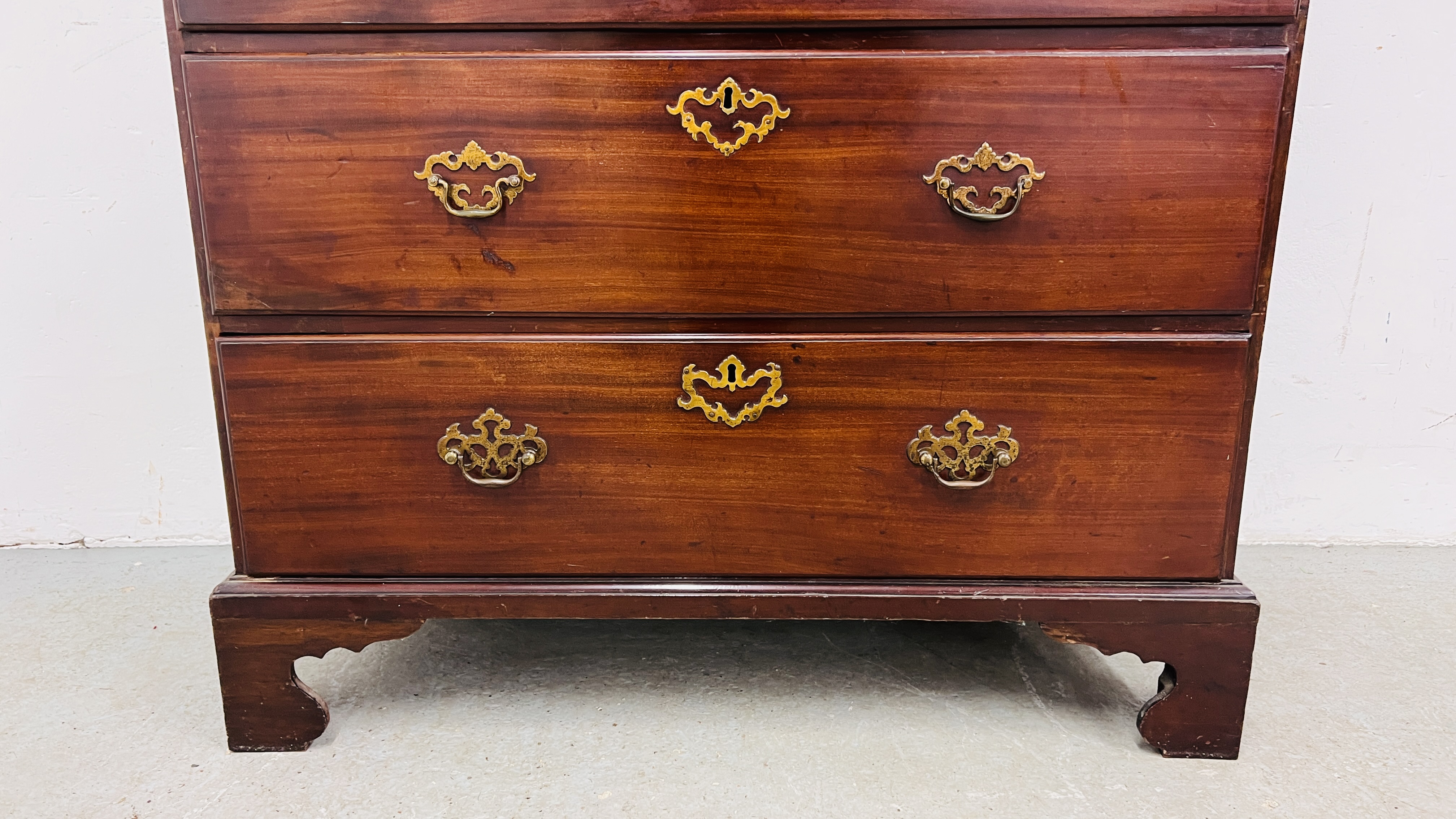 AN EARLY GEORGE III MAHOGANY CHEST ON CHEST, - Image 7 of 17