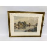 WATERCOLOUR "HORNING FERRY" BEARING SIGNATURE W.E. MAYES 39 X 56.5CM.