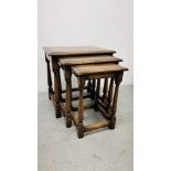 GOOD QUALITY "SIMON SIMPSON" NEST OF THREE OAK TABLES WIDTH 50CM. DEPTH 40CM. HEIGHT 50CM.