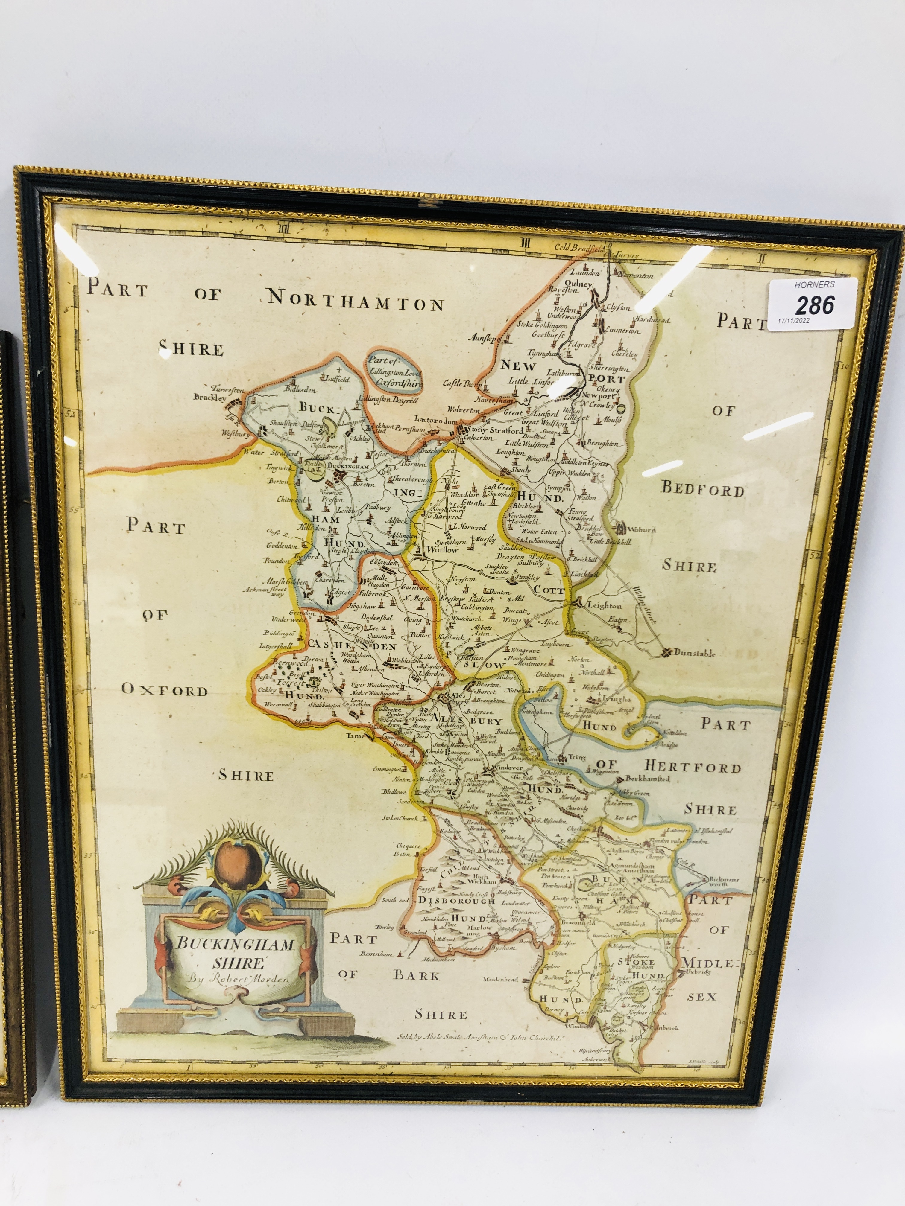 ROBERT MORDENS MAP OF BUCKINGHAMSHIRE 42 X 34CM + ONE OTHER. - Image 2 of 12