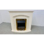 MODERN CREAM FINISH FIRE SURROUND WITH INSET MODERN ELECTRIC COAL EFFECT FIRE - SOLD AS SEEN.