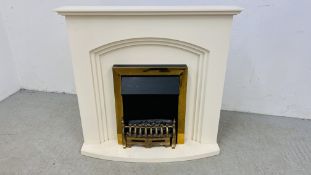 MODERN CREAM FINISH FIRE SURROUND WITH INSET MODERN ELECTRIC COAL EFFECT FIRE - SOLD AS SEEN.