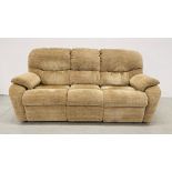 A MODERN THREE SEATER TWO RECLINING SOFA OATMEAL UPHOLSTERED