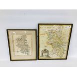 ROBERT MORDENS MAP OF BUCKINGHAMSHIRE 42 X 34CM + ONE OTHER.