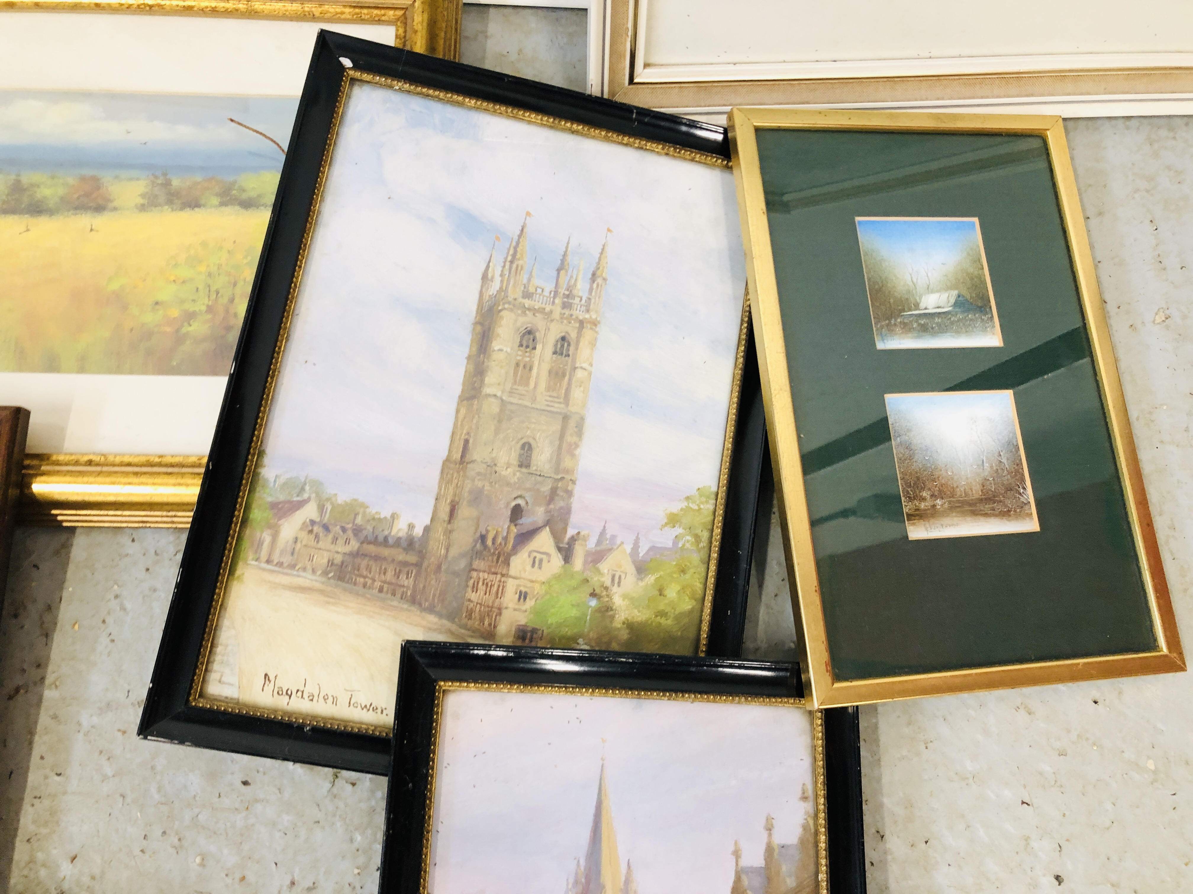 2 X BOXES OF ASSORTED FRAMED ORIGINAL ARTWORKS TO INCLUDE THREE PRINTS OXBOROUGH, - Image 7 of 10