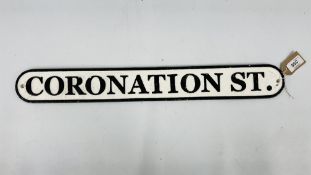 A REPRODUCTION CAST IRON "CORONATION ST." PLAQUE WIDTH 62CM.