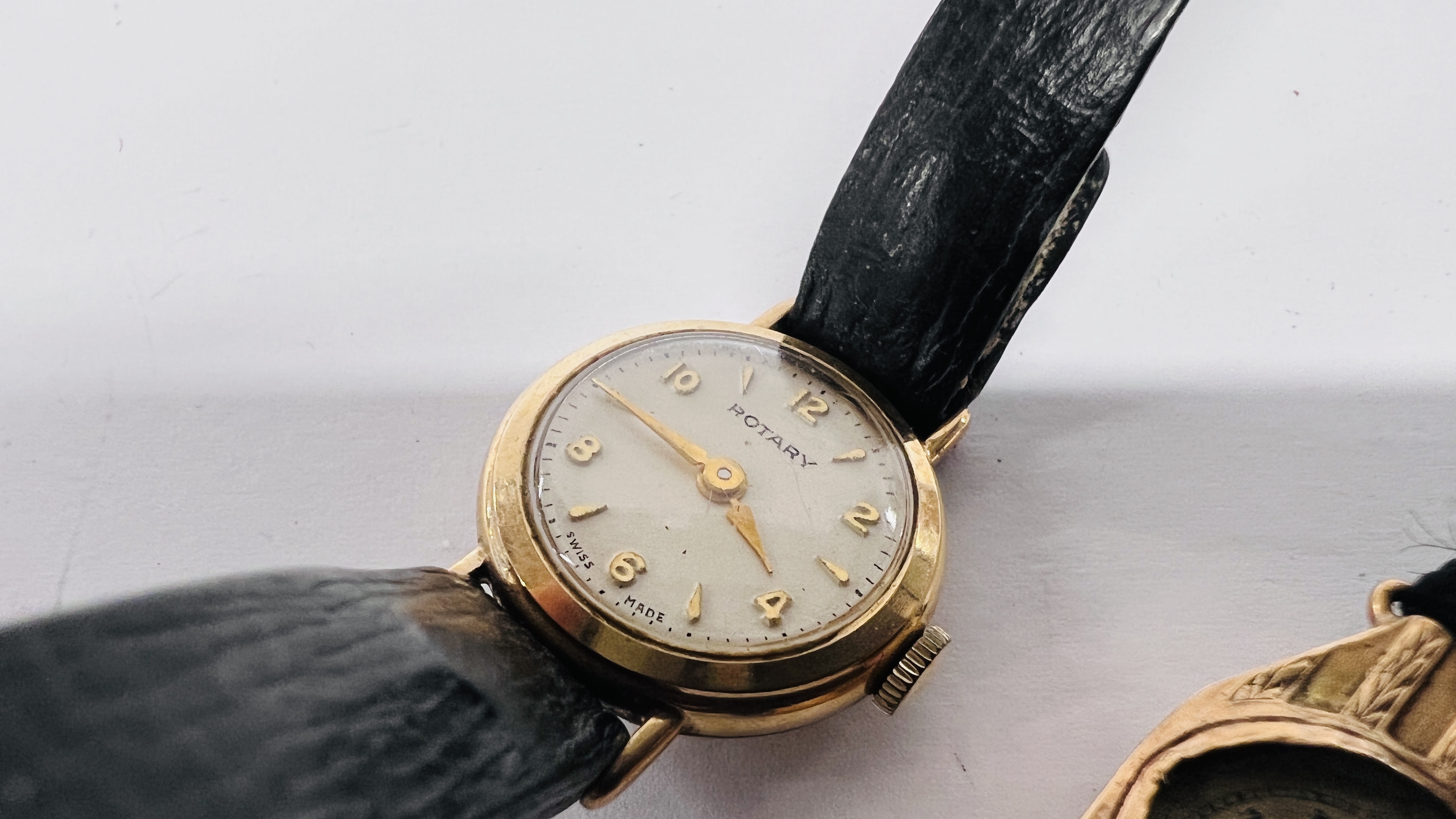 A LADY'S 9CT GOLD ROTARY WATCH WITH LEATHER STRAP AND A LADY'S 9CT GOLD COCKTAIL WATCH (POOR - Image 3 of 11