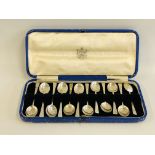 A CASED SET OF TWELVE SILVER COFFEE SPOONS,