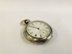 VINTAGE SILVER POCKET WATCH, ENAMELLED DIAL MARKED A.W.Co WALTHAM.